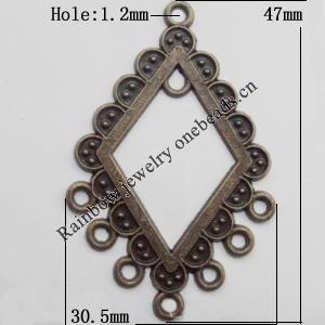 Connector, Lead-free Zinc Alloy Jewelry Findings, 30.5x47mm Hole=1.2mm,  Sold by Bag