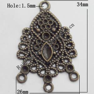 Connector, Lead-free Zinc Alloy Jewelry Findings, 26x34mm Hole=1.5mm,  Sold by Bag