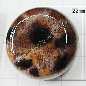 Imitate Animal skins Acrylic Beads, Painted Spray-paint, Flat Round 22mm Hole:2mm, Sold by Bag