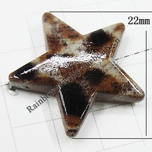 Imitate Animal skins Acrylic Beads, Painted Spray-paint, Star 22mm Hole:1mm, Sold by Bag