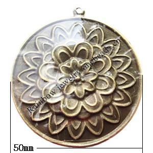 Iron Jewelry finding Pendant Lead-free, Flat Round 50mm Hole:2.2mm, Sold by Bag