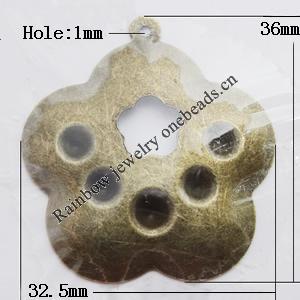 Iron Jewelry finding Pendant Lead-free, Flower 36x32.5mm Hole:1mm, Sold by Bag
