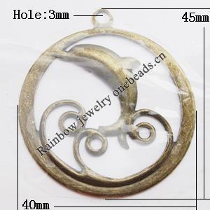 Iron Jewelry finding Pendant Lead-free, Round 45x40mm Hole:3mm, Sold by Bag