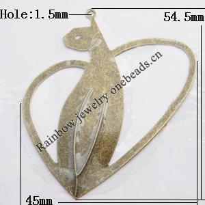 Iron Jewelry finding Pendant Lead-free, 54.5x45mm Hole:1.5mm, Sold by Bag