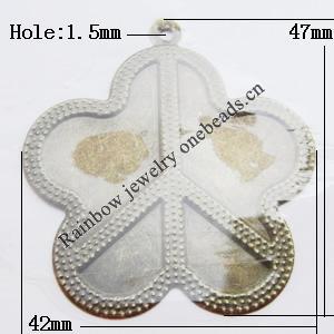 Iron Jewelry finding Pendant Lead-free, Flower 47x42mm Hole:1.5mm, Sold by Bag