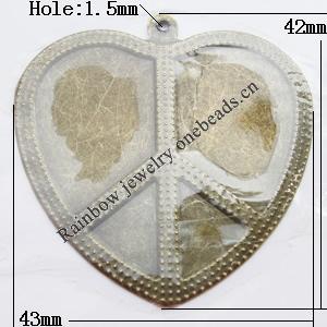 Iron Jewelry finding Pendant Lead-free, Heart 43x42mm Hole:1.5mm, Sold by Bag