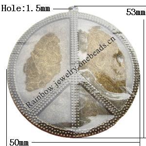 Iron Jewelry finding Pendant Lead-free, Flat Round 53x50mm Hole:1.5mm, Sold by Bag