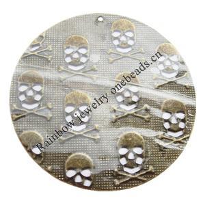 Iron Jewelry finding Pendant Lead-free, Flat Round 50mm Hole:1mm, Sold by Bag