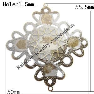 Iron Jewelry finding Connectors/links Pb-free, 55.5x50mm Hole:1.5mm, Sold by Bag