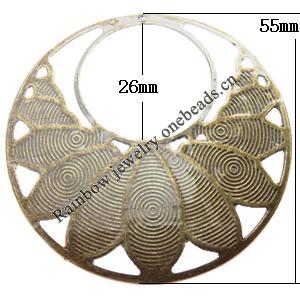 Iron Jewelry finding Pendant Lead-free, Round O:55mm I:26mm, Sold by Bag