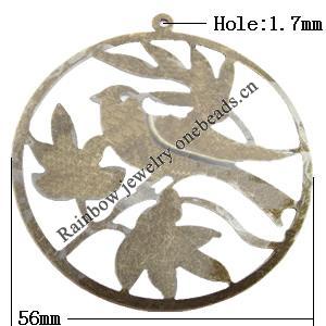 Iron Jewelry finding Pendant Lead-free, Round 56mm Hole:1.7mm, Sold by Bag