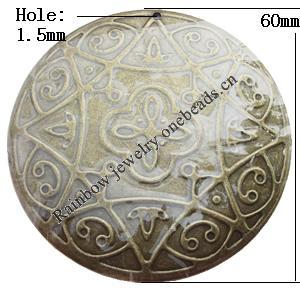 Iron Jewelry finding Pendant Lead-free, Round 60mm Hole:1.5mm, Sold by Bag