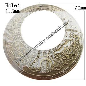 Iron Jewelry finding Pendant Lead-free, Donut 70mm Hole:1.5mm, Sold by Bag
