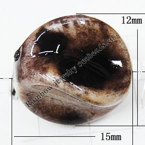 Imitate Animal skins Acrylic Beads, Painted Spray-paint, 15x12mm Hole:2mm, Sold by Bag