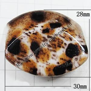 Imitate Animal skins Acrylic Beads, Painted Spray-paint, Flat Drum 30x28mm Hole:2mm, Sold by Bag