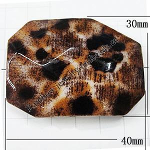 Imitate Animal skins Acrylic Beads, Painted Spray-paint, 40x30mm Hole:1.5mm, Sold by Bag