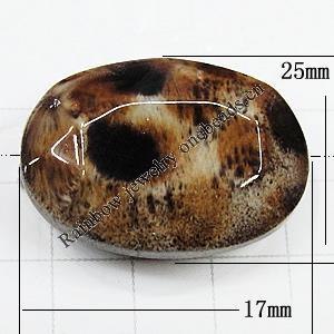 Imitate Animal skins Acrylic Beads, Painted Spray-paint, Flat Oval 25x17mm Hole:1mm, Sold by Bag