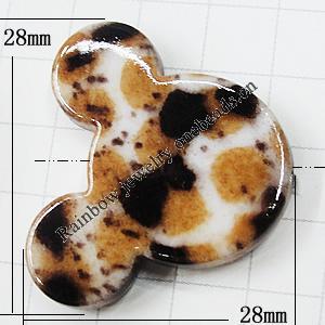 Imitate Animal skins Acrylic Beads, Painted Spray-paint, Animal Head 28mm Hole:1mm, Sold by Bag