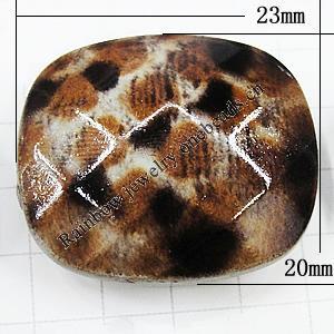 Imitate Animal skins Acrylic Beads, Painted Spray-paint, Faceted Flat Oval 23x20mm Hole:1mm, Sold by Bag