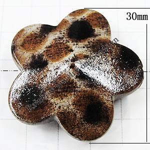 Imitate Animal skins Acrylic Beads, Painted Spray-paint, Flower 30mm Hole:1mm, Sold by Bag