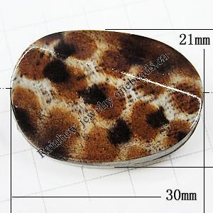 Imitate Animal skins Acrylic Beads, Painted Spray-paint, Twist Flat Oval 30x21mm Hole:1mm, Sold by Bag