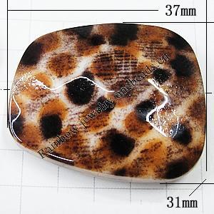 Imitate Animal skins Acrylic Beads, Painted Spray-paint, 37x31mm Hole:1mm, Sold by Bag