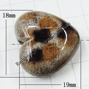 Imitate Animal skins Acrylic Beads, Painted Spray-paint, Heart 18x19mm Hole:1mm, Sold by Bag