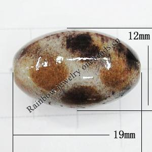 Imitate Animal skins Acrylic Beads, Painted Spray-paint, Oval 19x12mm Hole:1.5mm, Sold by Bag