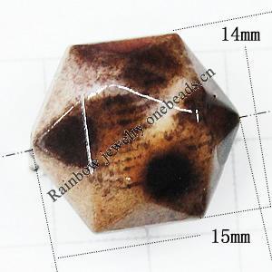 Imitate Animal skins Acrylic Beads, Painted Spray-paint, 15x14mm Hole:1.2mm, Sold by Bag