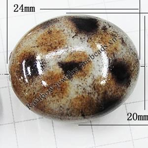 Imitate Animal skins Acrylic Beads, Painted Spray-paint, Flat Oval 24x20mm Hole:1mm, Sold by Bag