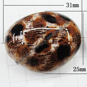 Imitate Animal skins Acrylic Beads, Painted Spray-paint, 31x25mm Hole:2mm, Sold by Bag