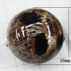 Imitate Animal skins Acrylic Beads, Painted Spray-paint, Round 16mm Hole:1mm, Sold by Bag