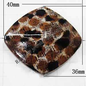 Imitate Animal skins Acrylic Beads, Painted Spray-paint, Flat Bicone 40x36mm Hole:2mm, Sold by Bag