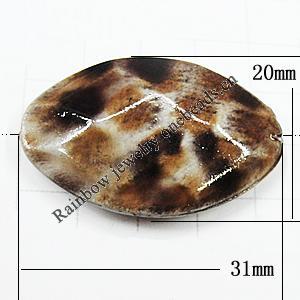 Imitate Animal skins Acrylic Beads, Painted Spray-paint, Horse Eye 31x20mm Hole:1mm, Sold by Bag