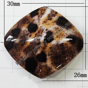 Imitate Animal skins Acrylic Beads, Painted Spray-paint, Flat Bicone 30x26mm Hole:2mm, Sold by Bag