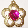 Plastic( ABS) Pendant with Acrylic Zircon, 40x36mm Hole:3mm Sold by Bag