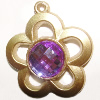 Plastic( ABS) Pendant with Acrylic Zircon, 40x36mm Hole:3mm Sold by Bag