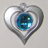 Plastic( ABS) Pendant with Acrylic Zircon, 37x35mm Hole:3mm Sold by Bag