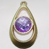 Plastic( ABS) Pendant with Acrylic Zircon, 45x24mm Hole:3mm Sold by Bag