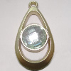 Plastic( ABS) Pendant with Acrylic Zircon, 45x24mm Hole:3mm Sold by Bag