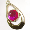 Plastic( ABS) Pendant with Acrylic Zircon, 45x24mm Hole:3mm Sold by Bag