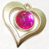 Plastic( ABS) Pendant with Acrylic Zircon, 37x35mm Hole:3mm Sold by Bag