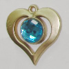 Plastic( ABS) Pendant with Acrylic Zircon, 37x35mm Hole:3mm Sold by Bag