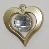 Plastic( ABS) Pendant with Acrylic Zircon, 37x35mm Hole:3mm Sold by Bag