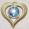 Plastic( ABS) Pendant with Acrylic Zircon, 37x35mm Hole:3mm Sold by Bag