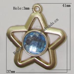 Plastic( ABS) Pendant with Acrylic Zircon, 42x37mm Hole:3mm Sold by Bag