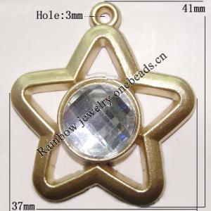 Plastic( ABS) Pendant with Acrylic Zircon, 42x37mm Hole:3mm Sold by Bag