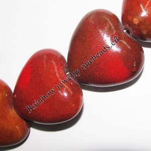 Ceramics Jewelry Beads, Heart 30x27mm, Sold by Bag
