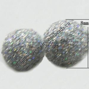 Colorful Acrylic Beads，Flat Round 8mm Sold by Bag