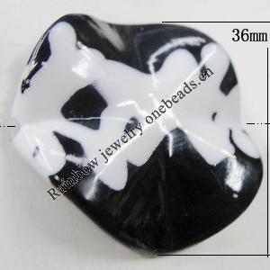Painted Spray-paint Stripe Acrylic Beads, Twisted Flat Round 36mm Hole:2mm, Sold by Bag 